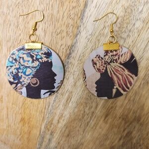 HAND CRAFTED Best Friends Forever (2 inch round) Wooden Dangle Earrings